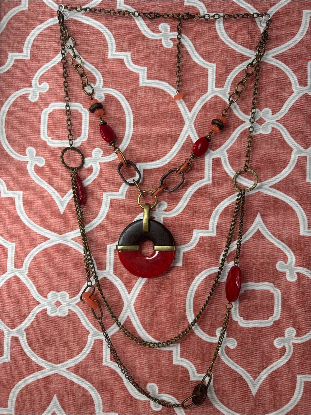 Fashion Layered Red Pendant Necklace - Women Jewelry